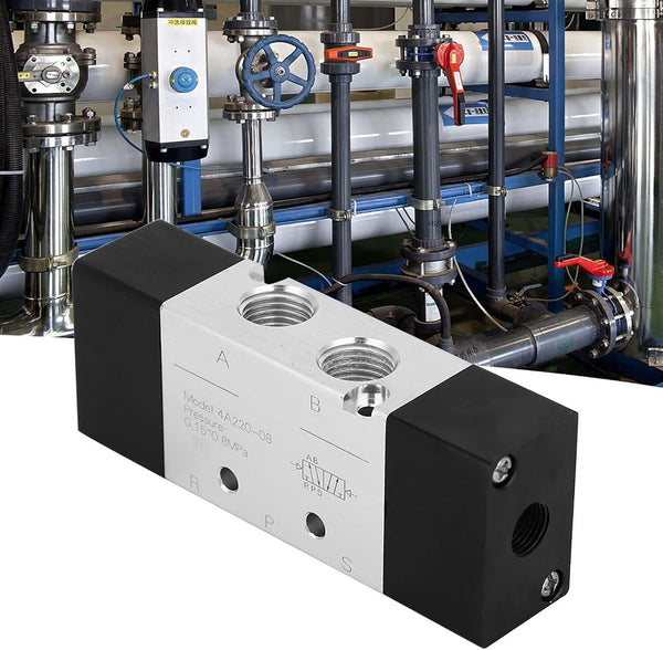 1/4in 5 Way Air Valve, 2 Position Inlet/Outlet 4A220-08 Pneumatic Valve for Mechanical and Textile Equipment