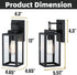 12 Lights-12 Inch Black Wall Sconce Outdoor Wall Light,Exterior Sconce Steel and Glass Outdoor Porch Light, Black