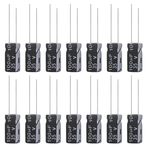 100uF 35V 6x12mm Electrolytic Capacitor - 100 UF MFD 35 Volt Aluminum Capacitors, Pack of 15