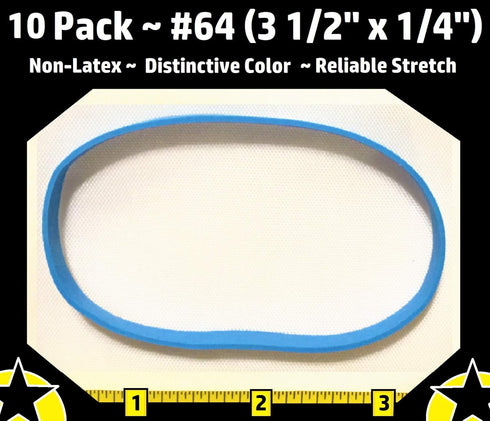 Blue Heavy-Duty Rubber Bands - 10 Non-Latex Premium Rubberbands #64 (3 1/2 X 1/4 Inch) for Office Home Use