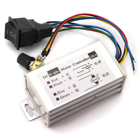 DZS Elec DC Motor Speed Controller 9-60V, High Power PWM Control Switch for 12V 24V 36V 48V 60V 20A