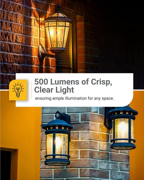 6 Pack Bulb B11, Bulbs 500 5W (40W 4000K E12 Sunco Dusk to Dawn LED Outdoor Light Edison Filament Candelabra for Porch