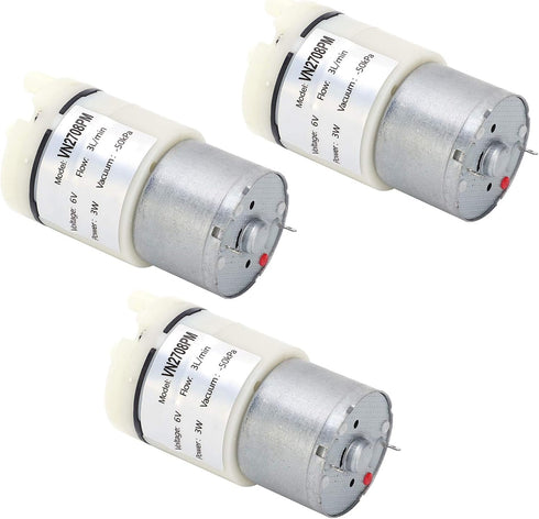 Walfront 3Pcs DC 6V Micro Diaphragm Pump, 3L/min Miniature Water Air Vacuum Motor for Fish Tank