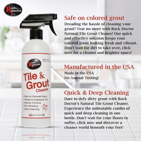 1 Pack Rock Doctor Natural Tile and Grout Cleaner, Remove Stains Dirt, Oil, and Soap Scum, Heavy Duty Non-Abrasive Tile