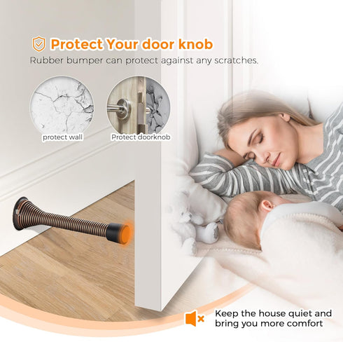 Ravinte Door Stoppers, 48 Pack Spring Door Stops with Rubber Bumper, Oil Rubbed Bronze for Bottom of Door