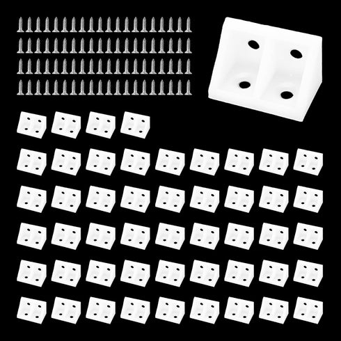 AUXBC 50PCS 19mm/0.75 White Plastic Corner Bracket L Shape Right Angle Bracket Corner