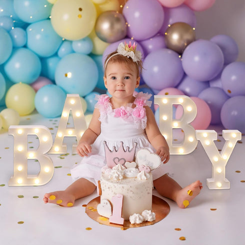 Light Up Letters for Baby Shower Decoration, Battery Powered Marquee LED Letter Lights for Party Table Centerpieces