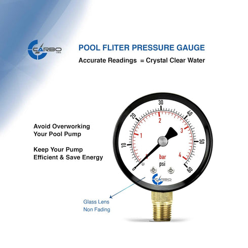 Water Pressure Gauge for Swimming Pool Filter, Spa, Aquarium, Well, 60psi Plumbing Clean Filter with Dual Display