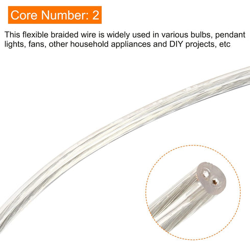 MECCANIXITY 3.0m/9.84ft PVC Covered Wire 2 Core Sheath Power Cord 18AWG for LED Lamp, Audio Cable, Speaker Line Clear
