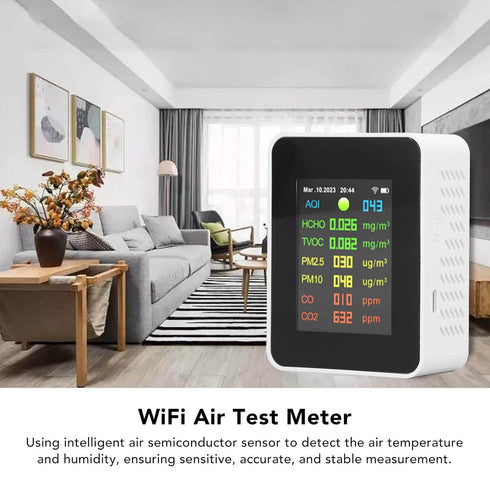 9 in 1 Air Quality Monitor, PM2.5, PM10, HCHO, CO, CO2, Temperature and Humidity Multifunctional Monitor