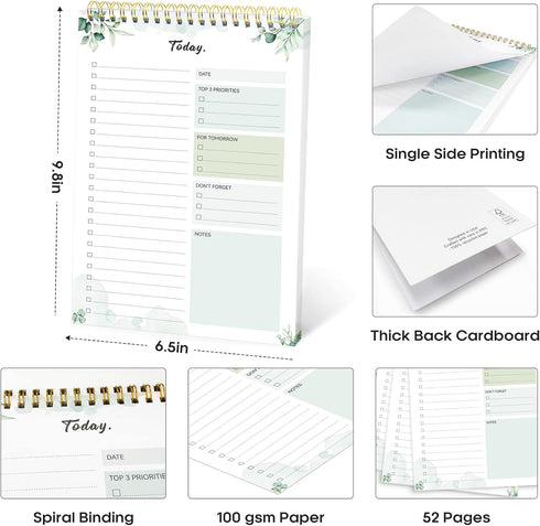 To Do List Pad, 52 Sheets Undated Daily Planner Notebook for Work, Suitable for Office, Home, School - Nature