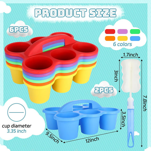 plaCredgai 6 Pack 6 (12 9 3.5 Inch) Classroom Caddy Organizer with Handle, Plastic Art Caddy, Drink Cup Caddies Holder