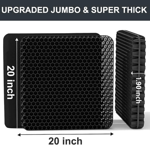 Helishy 20x20x1.9inch Gel Seat Cushion, Jumbo&Thick Gel Cushion Chair Pads with Non-Slip Cover for Home Office Car Seat