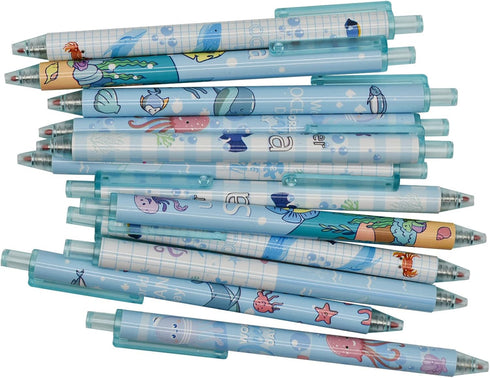 Maydahui 42 PCS Blue Sea Animal Gel Pens, Cute Kawaii Retractable Printing Pens for School Party Students