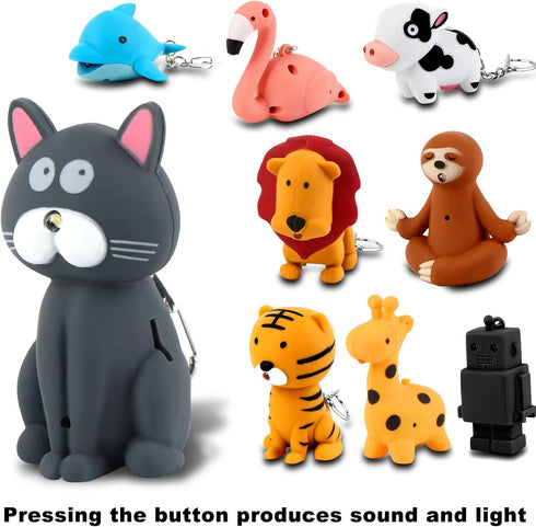 9 Pieces Nurse Flashlight Keychain Set - Pediatric Animal Flashlights Dolphin Lion Cow Cat Robot Giraffe Tiger
