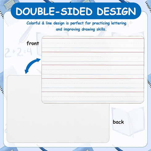 Dry Erase Lapboards with Lines, Pack of 18, 6 x 9 inch Double Sided White Boards with 18 Pens, 18 Erasers