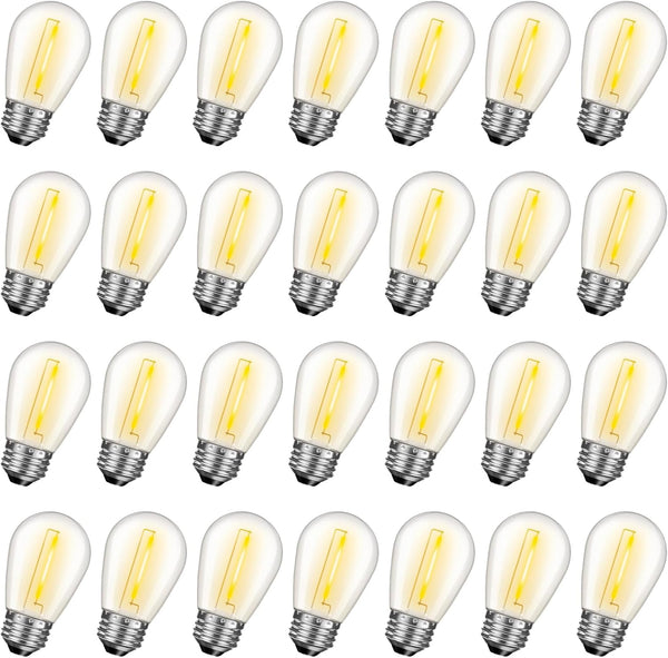 GvvooHome 28 Pack S14 Bulbs for Outdoor String Lights, Shatterproof LED Replacement