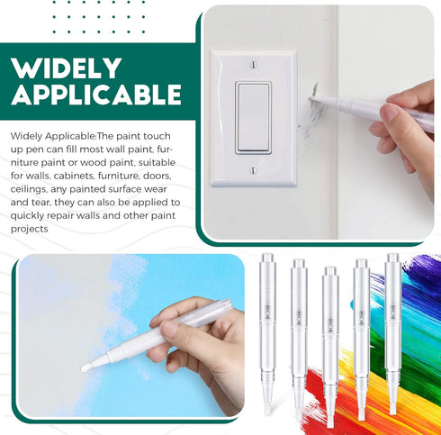 Touch Up Paint Pens 2 in 1 Pack, Refillable Brush Pen & Empty Oil Pen for Touch Up Wall Cabinets Furniture Wood (3 ml,