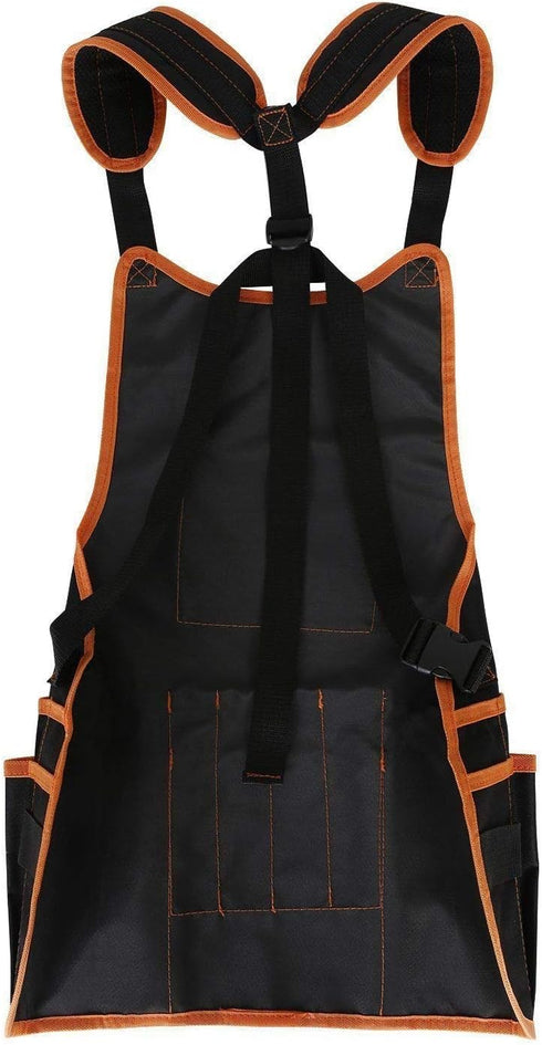 Woodworking Apron with 16 Pockets, Work Aprons, Cross-Back Straps Adjustable Size, Durable Canvas Construction, Reinforced Edges, Adjustable for Men and Women XS to XXL,Black