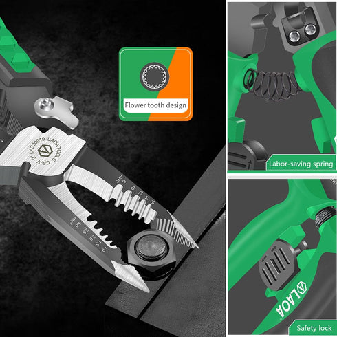 LAOA Needle Nose Pliers, 9-in-1 Electrician Wire Stripper Tool for Clamping, Tightening, Cutting Cables