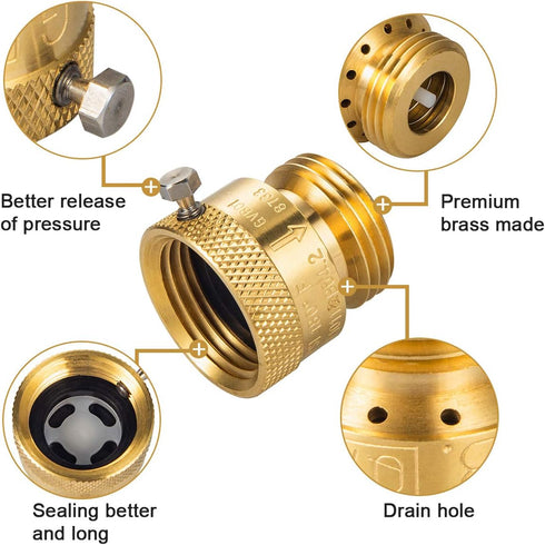 Breezliy 4-Pack Set 3/4" Brass Vacuum Breaker Anti-Siphon Hose Bib Valve for Garden Spigot RV Hose Connection Backflow