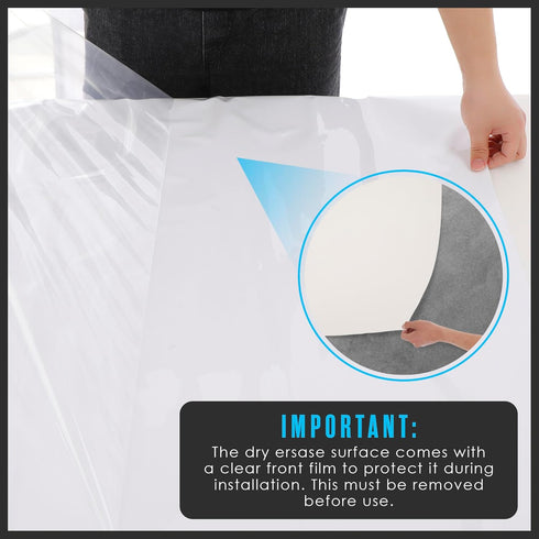 Houseables Dry Erase Whiteboard Sticker, 6x4 ft Adhesive Contact Paper, Peel and Stick Vinyl Wall Decal with 2 Markers