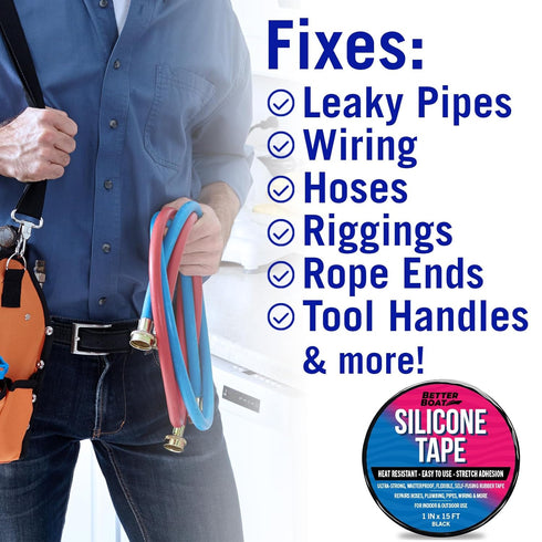 Heavy Duty Silicone Tape, Self Fusing Silicone Tape for Water Pipe Repair, 15FT