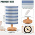 Gravopti Blue Stripes Table Lamp, Bedside Nightstand Lamp for Bedroom, Small Desk Lamp with Wood Base and Fabric Shade