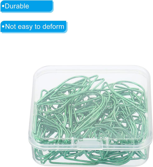 MECCANIXITY Metal Paper Clip, 50 Pieces, Drop-Shaped with Box, 1.3 Inch Light Green for Crafts