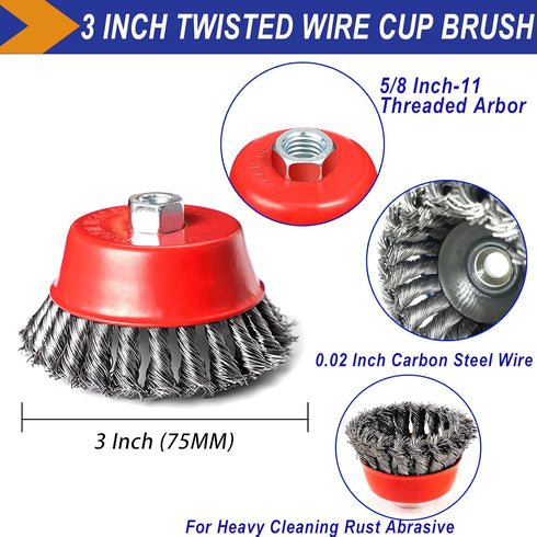 4 Inch Wire Wheel Brush Set for Grinder, DaduoRi 6 Pack Wire Wheels for 4 1/2 Angle Grinder, Heavy Cleaning Rust