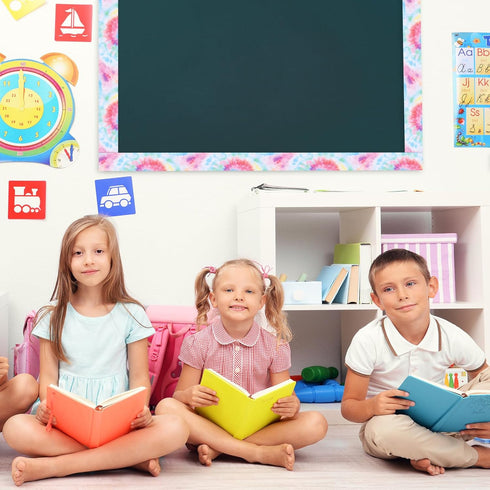 Zonon Classroom Bulletin Board Border, 65 Feet, Straight Borders Trim for Classroom or Home School Decoration (Tie Dye)
