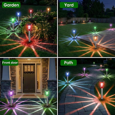 10 Pack Eyrosa Solar Outdoor Lights, Solar Pathway Lights Outdoor Waterproof, Stainless Steel Stake Lighting for Garden