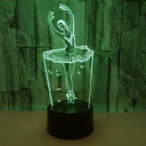 WMH 3D 7 Ballet Dancer Night Light Touch Table Desk Optical Illusion Lamps Color Changing Lights Touch Switch Table