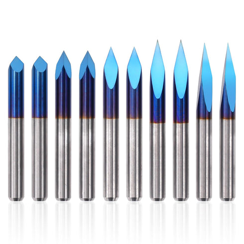 LUNYEE Triangular CNC Router Bits Set, 1/8" Shank Engraving V-Bit for Acrylic Wood Sign Making