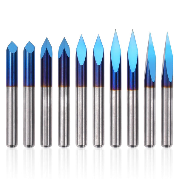 LUNYEE Triangular CNC Router Bits Set, 1/8" Shank Engraving V-Bit for Acrylic Wood Sign Making