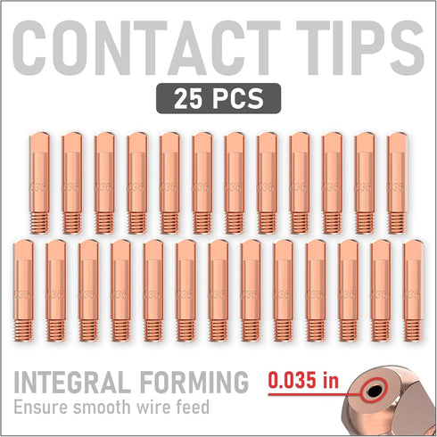 YESWELDER 25-pk MIG Welding Contact Tip 11-35 (0.035") for Lincoln Tweco MIG Guns 100L Mini