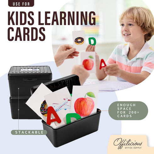Heavy-Duty Index Card Holder 3x5 Set with 100 Ruled Cards, 25 Manila & Plastic Dividers, Stickers & Labels