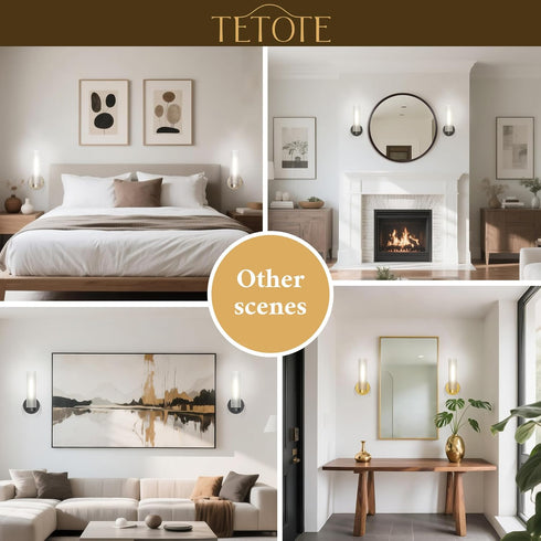 TETOTE Black Wall Sconce Modern Bathroom Wall Light Fixtures Farmhouse Wall Lights with Frosted Glass Shade for Mirror