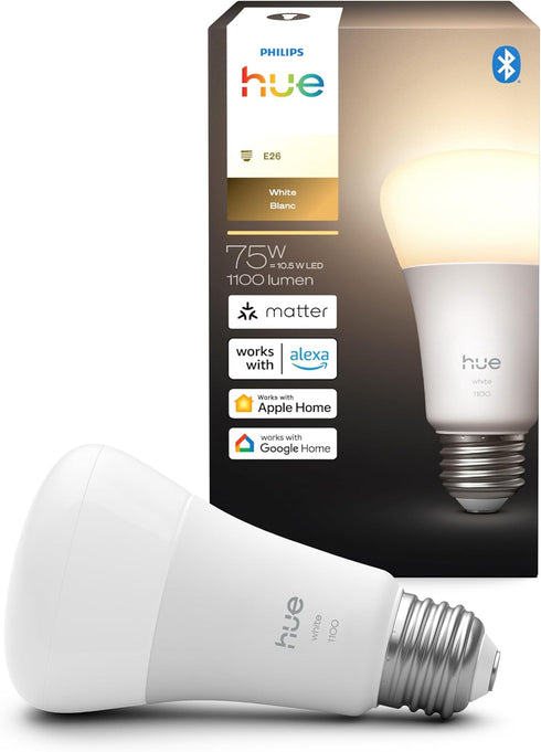 Philips Hue Smart LED A19 Bulb, Warm White Light 2700K, E26 Base,