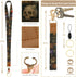 bolimoss Bookshelf Lanyard Wallet for Women Teacher, Goth Skull Leathe RFID Small Keychain Wallet Credit Card Holder