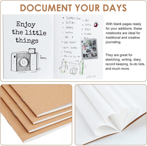Epakh 100 Pack Mini Kraft Paper Notebook, Unlined Pocket Kraft Notebook, 48 Pages, 4.25 x 5.5 Inch Travel Journal