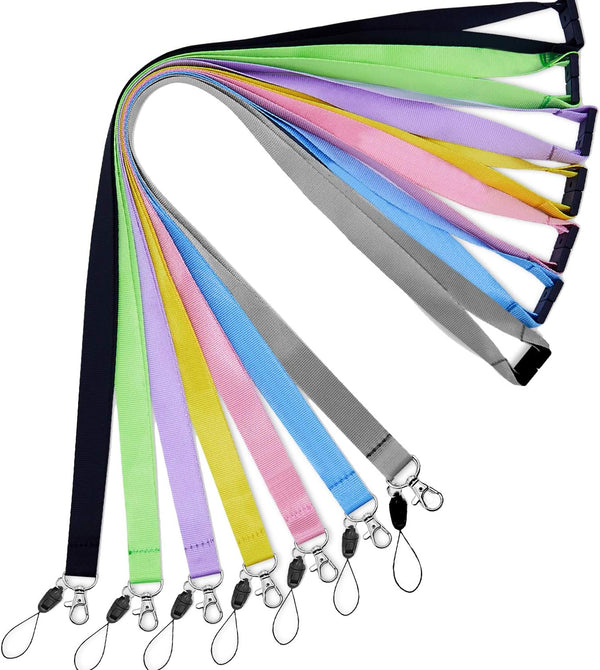 YOUOWO 7 Pack Lanyards for Keys ID Badge Holder Safety Breakaway Coloured Lanyard in Black Blue Yellow Green