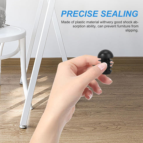 RUNROTOO 50pcs Round Tube Plugs Furniture Leg Hardwood Floor Friendly Plastic Inserts for Chair and Table Tubing End