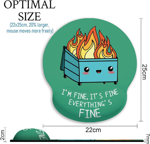 Dumpster on Fire Mouse Pad with Wrist Support, Gaming Mousepad with Non-Slip Base, Cute Desk Accessories