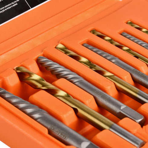10-Piece Screw Extractor and Left Hand Drill Bit Set, Bolt Extractors for Removing Broken Studs, Bolts, Socket Screws,