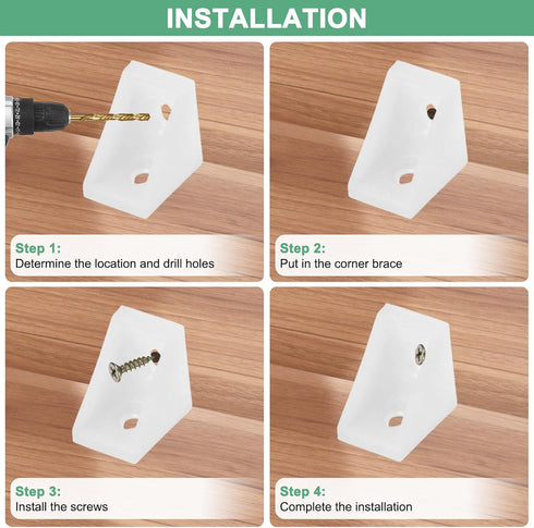 20-Pack 0.78 0.78 M METERXITY L-Shape Corner Brace, x in Nylon Plastic Right Angle Brackets with Screw for Shelves/Wood