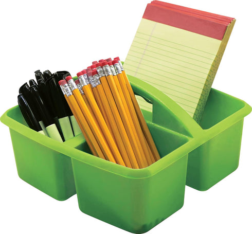 Teacher Created Resources Lime Portable Plastic Storage Caddy, 6-Pack for Classrooms, 3 Compartment Organization