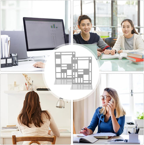 NUOBESTY Retro Decorative Iron Bookends for Desk and Shelf Sturdy Pattern Book Holders for Home Office Study Heavy-Duty