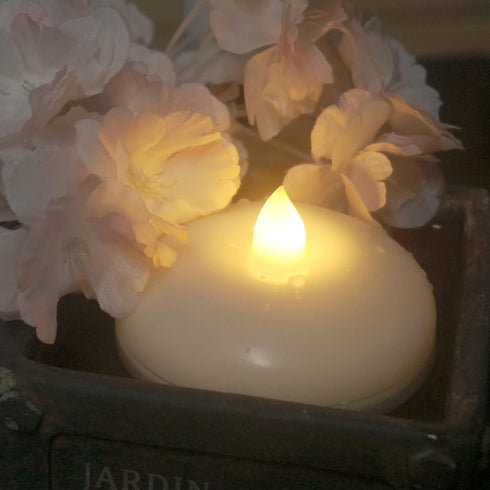Waterproof Flameless Floating Candle, Battery Operated LED Light with Timer, Warm White Tealight for Home Decor