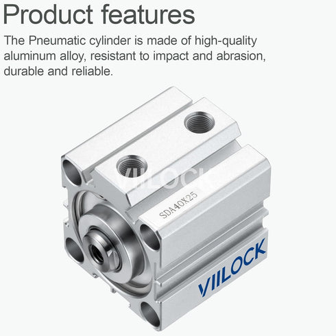 Pneumatic Air Cylinder 40mm Bore 25mm Stroke, Thin Air Cylinder Double Action Hydraulic Cylinders SDA 40 X 25